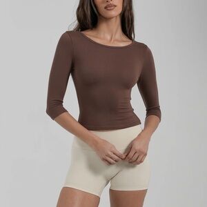 SWT Coffee 3/4 Sleeve Top XS